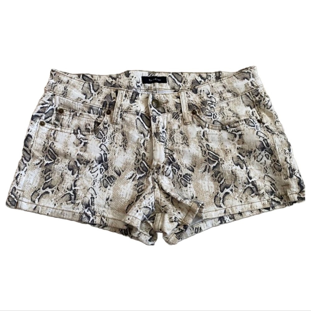Bebe Brazen Python Print Shorts With Side Slit - image 1